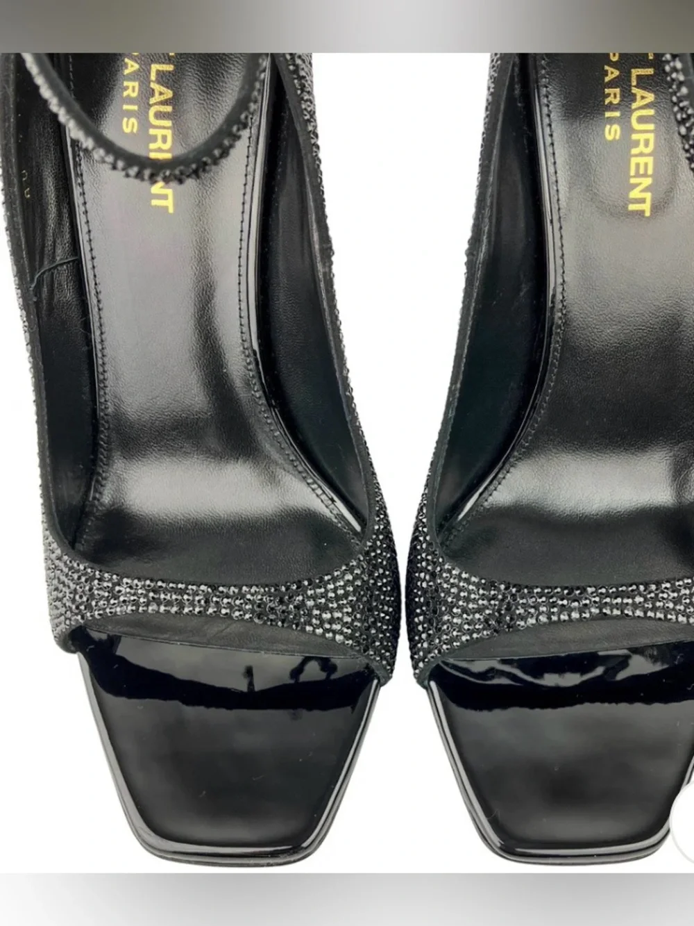 Gently Used SAINT LAURENT OPYUM BLACK CRYSTAL LOGO PUMPS  size 38.5 - Picture 4 of 6